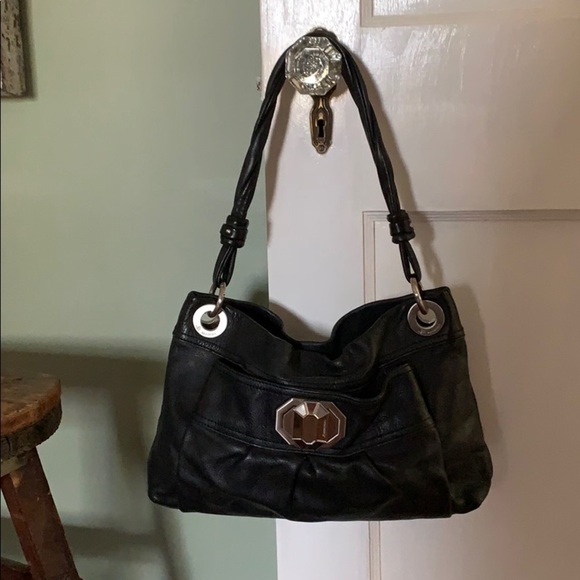 B. Makowsky Black Leather Hobo/Shoulder Bag - Picture 1 of 16